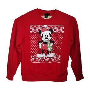 Disney Mickey Mouse Light Up Christmas Sweater Women's XL Red Graphic Print